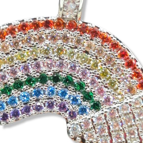 18" x 3mm Rope Chain - 14K White Gold Finish Rainbow Cloud. - Picture 5 of 10